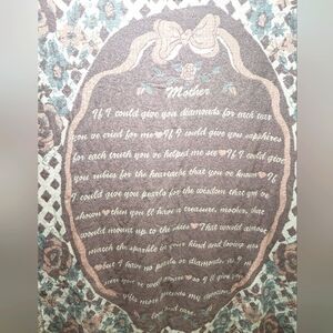 Charming "Tribute To Mother" Throw Blanket